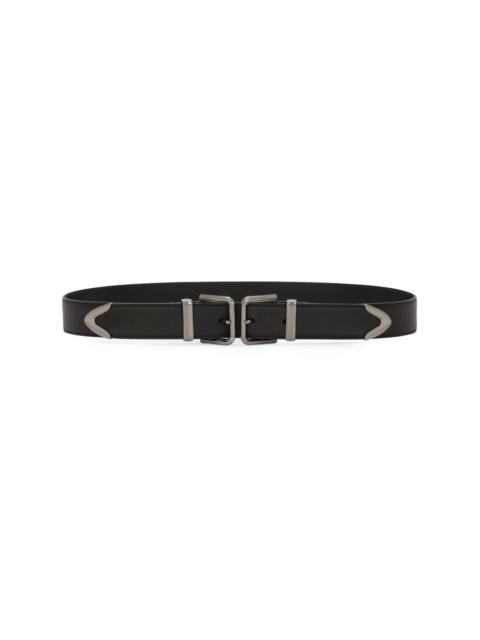 buckle-fastening leather belt