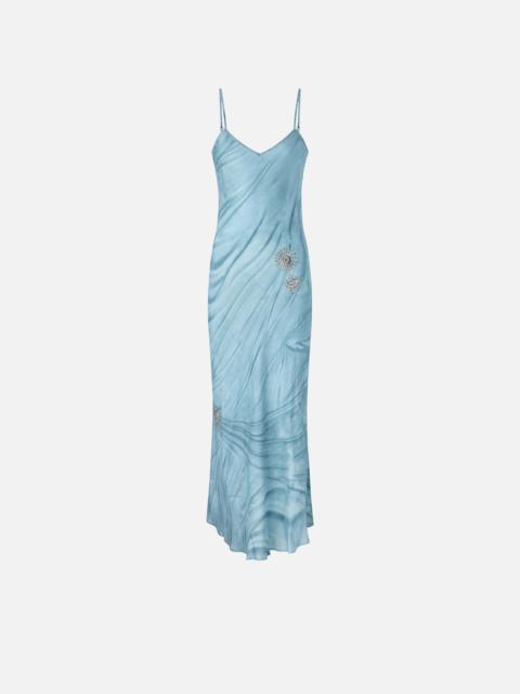 FLUID SLIP DRESS WITH PLACED JEWEL PRINT