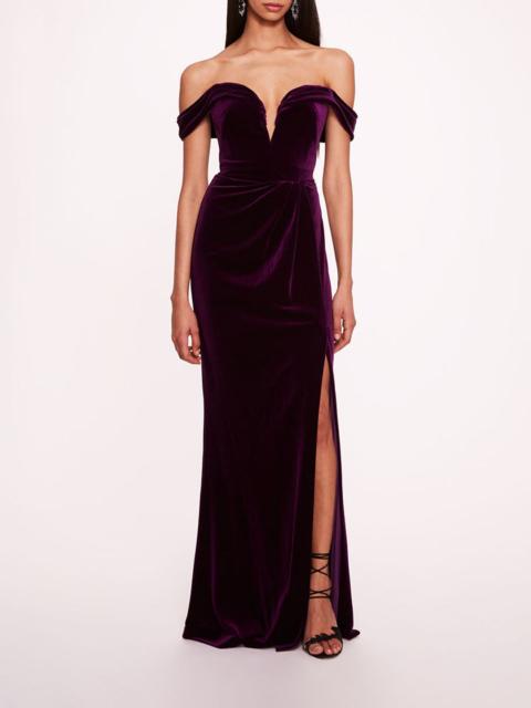 PLUNGING VELVET GOWN