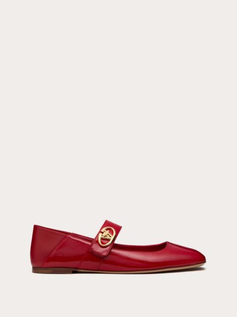 VLOGO LOCKER MARY-JANE BALLERINA IN CRIMSON RED CALFSKIN