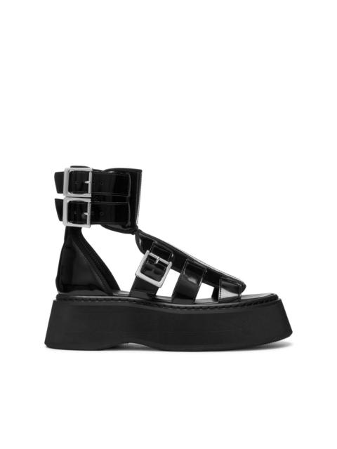 caged leather sandals