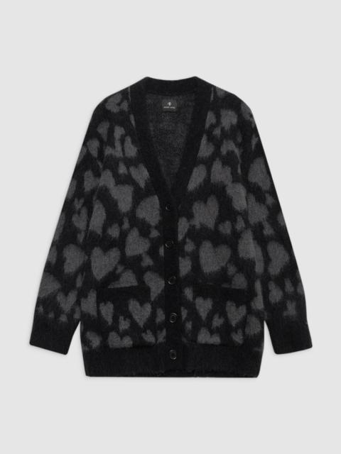 Banks Cardigan - Grey And Black Heart