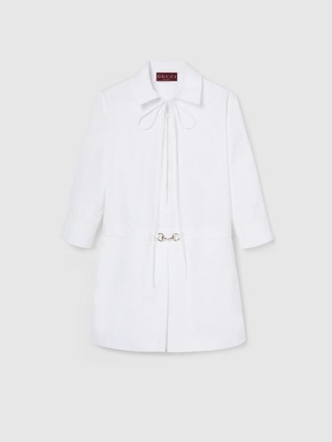 Cotton poplin shirt dress with Horsebit