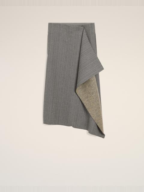 GREY WOOL MIDI HERRINGBONE WRAPPED SKIRT