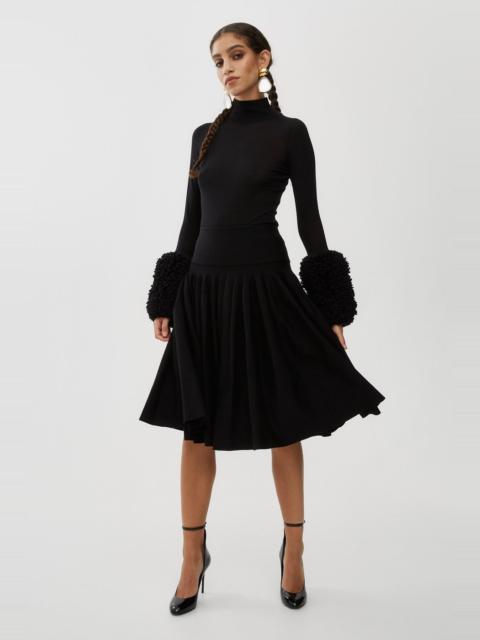 Pleated knit midi skirt