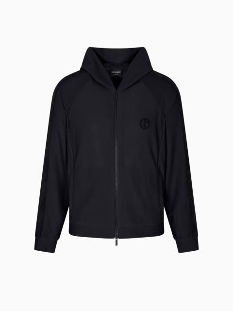 HOODED SWEATSHIRT IN TECHNICAL WAFFLE FABRIC