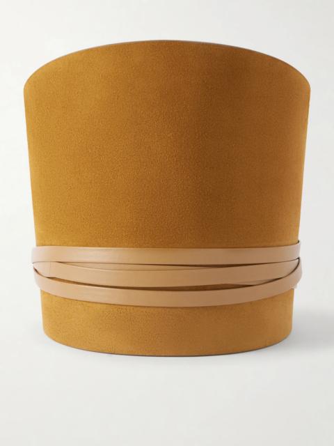 Undone Leather-trimmed Suede Waist Belt