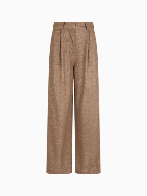 LINEN BLEND JERSEY WIDE TROUSERS
