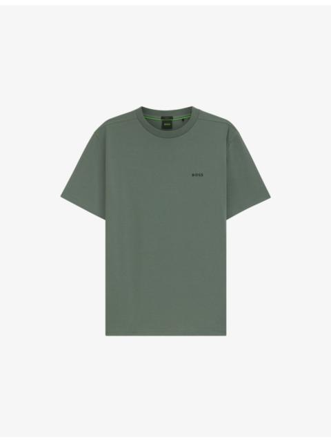 Brand-Embossed Short-Sleeved Stretch-Cotton T-Shirt