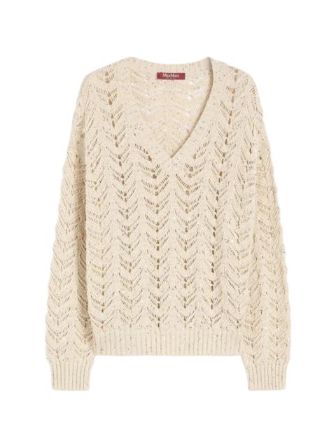 Max Mara Studio Openwork V-neck Top