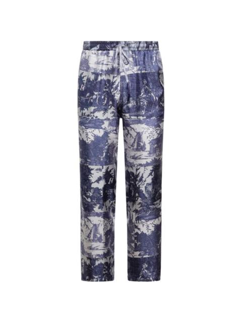 Aloe toile-de-jouy-print straight trousers