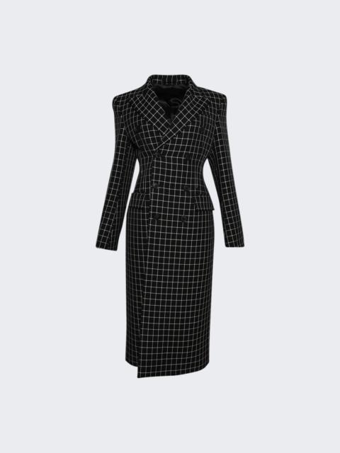 Double Breasted Contour Coat Black Plaid