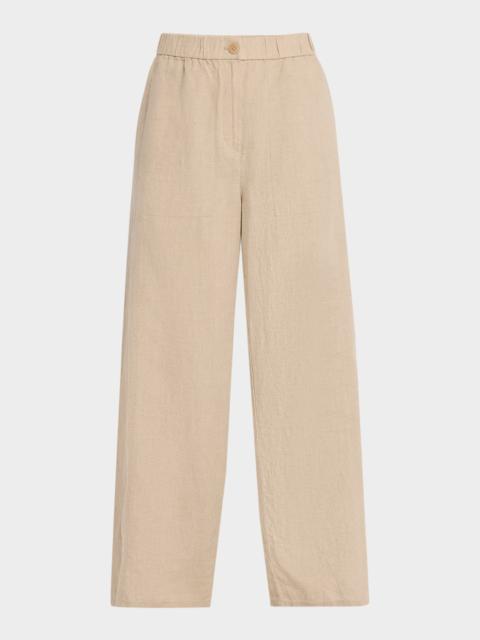 Wide-Leg Organic Linen Ankle Pants
