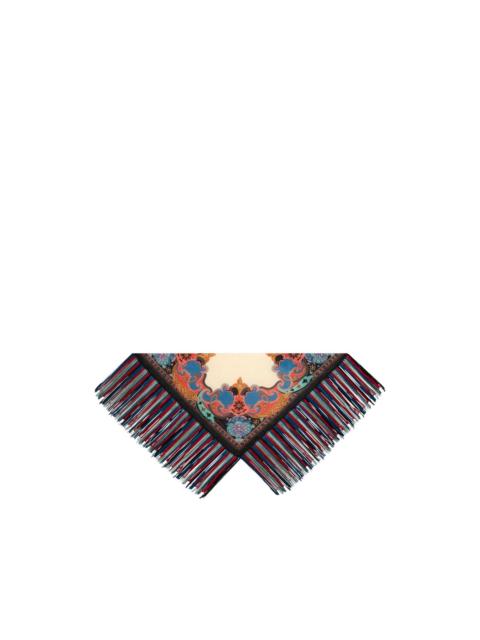 floral fringing silk scarf