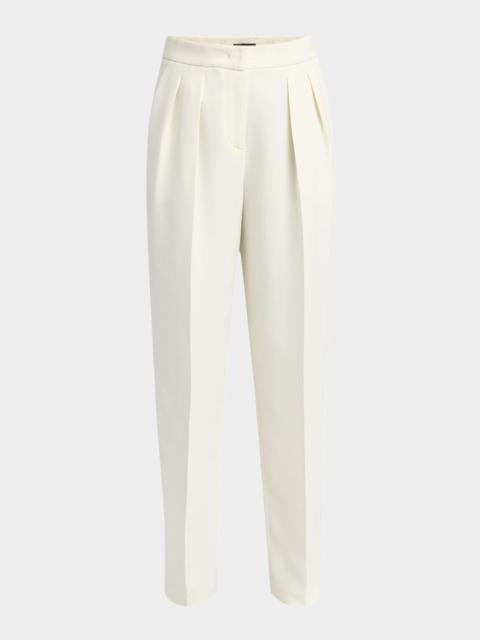 Pleated Cady Straight-Leg Tuxedo Trousers