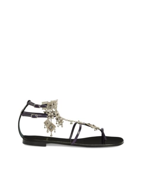 Amira embellished leather flat sandals