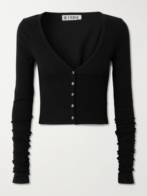 Ribbed Stretch Cotton And Modal-blend Cardigan