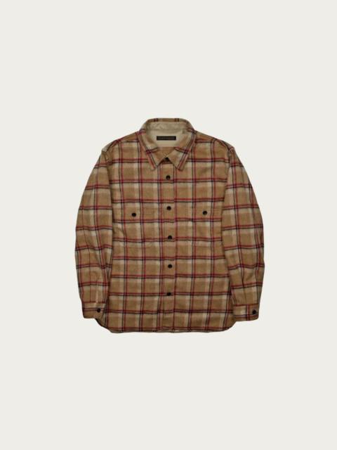 Wool Shaggy Check Work Shirt - Beige