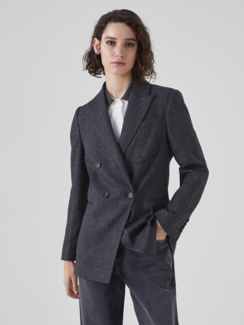 Comfort viscose, linen and virgin wool grisaille blazer with monili