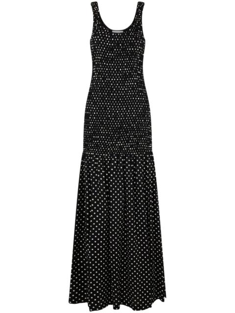 polka-dot crepe long dress