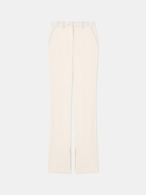 Leather-Trimmed Ribbed-Jersey Pants