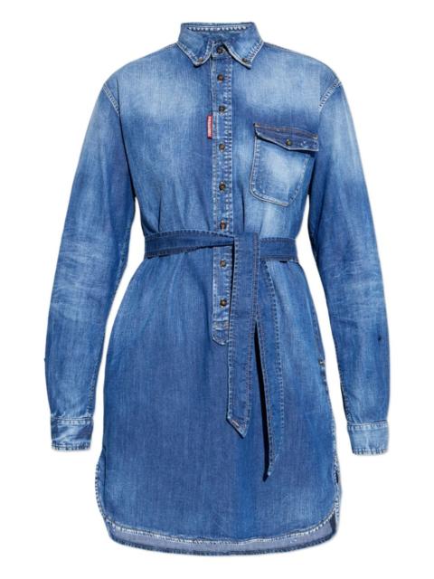 button-fastening denim mini dress
