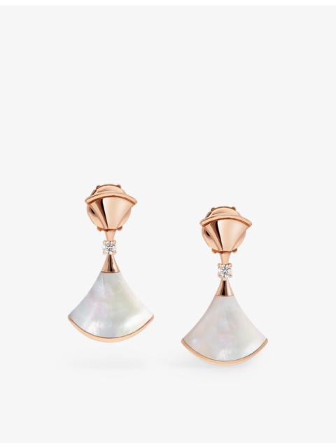 Divas' Dream 18ct rose-gold, 0.07ct diamond and mother-of-pearl earrings
