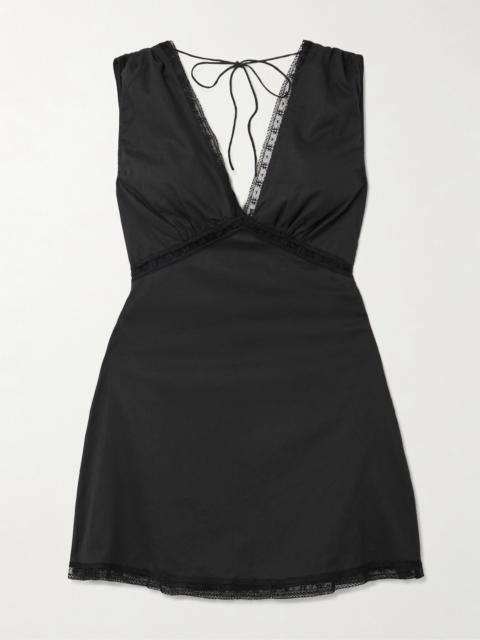 Denise Lace-trimmed Cotton-voile Mini Dress