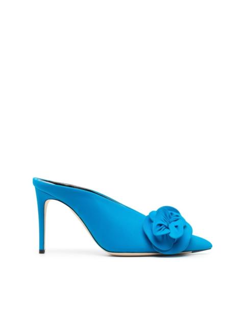 floral-appliqué 105mm leather mules