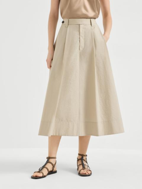 Techno cotton poplin sartorial skirt with monili
