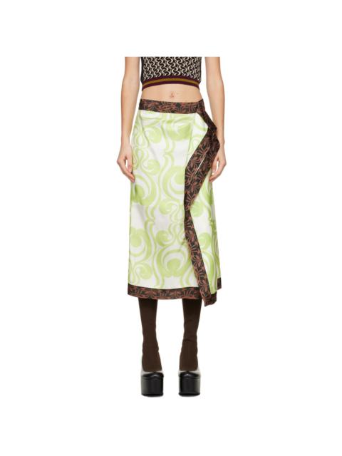 Green Draped Midi Skirt