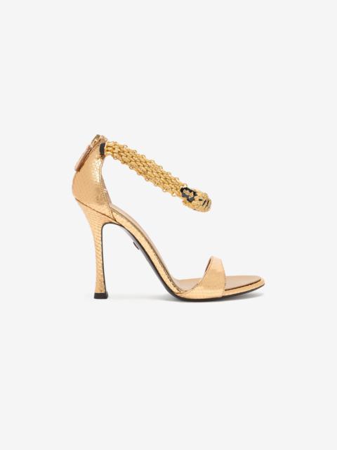 Sandals With Heel And Bejeweled Tigers