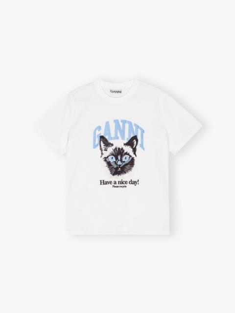 WHITE BASIC JERSEY CAT RELAXED T-SHIRT