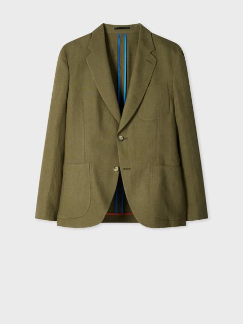 Khaki Linen Two-Button Blazer