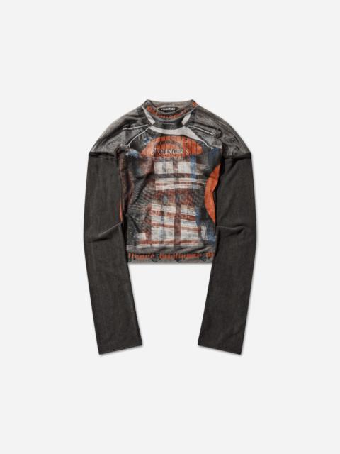 Women's Mesh Hybrid Longsleeve Top Racing Plaid