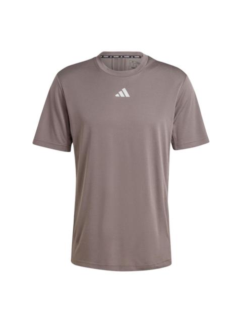 adidas HIIT Workout 3-Stripes T-shirt Asia Sizing 'Taupe' IS3720