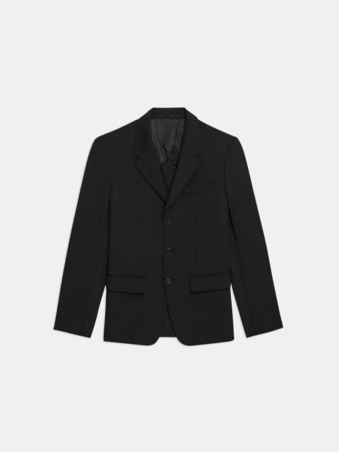 Three-Button Blazer in Wool Gabardine