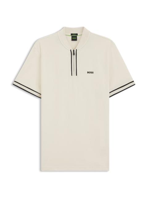 ZIP-NECK POLO SHIRT IN STRETCH-COTTON PIQUÉ