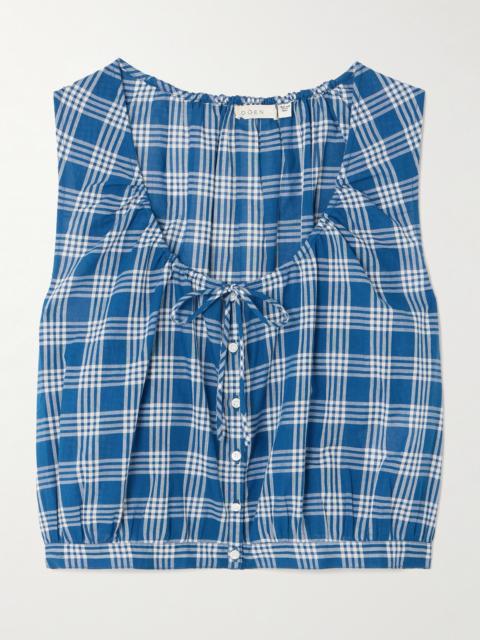 Theo Cropped Checked Organic Cotton Top