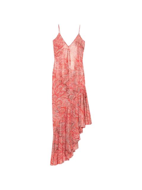 Etro Paisley Ruffled Midi Dress