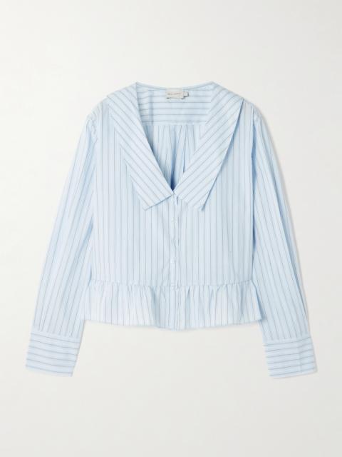 Sweep Ruffled Striped Cotton-poplin Shirt