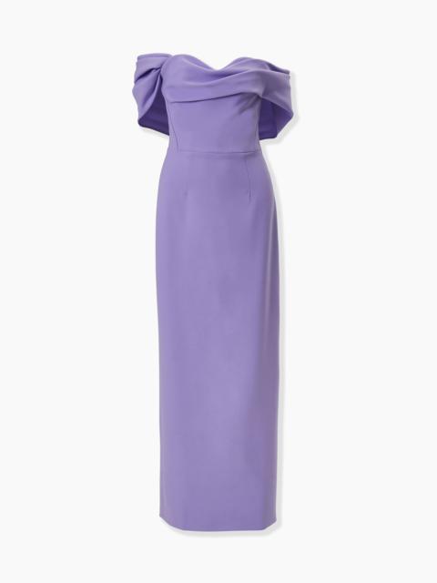 Draped Off-Shoulder Column Gown