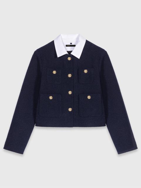 Cropped tweed jacket, removable collar