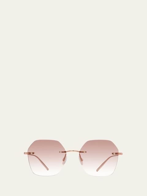 Rhona Rimless Rose Gold Titanium Square Sunglasses