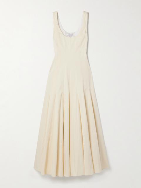 Pleated Organic Cotton-blend Gabardine Maxi Dress