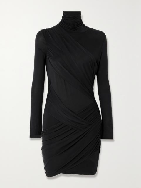 Kores Draped Stretch-jersey Turtleneck Mini Dress