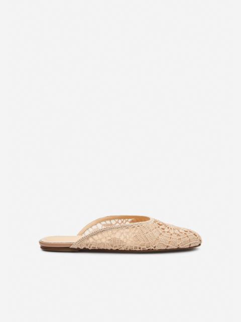 Crochet flat mules in nude