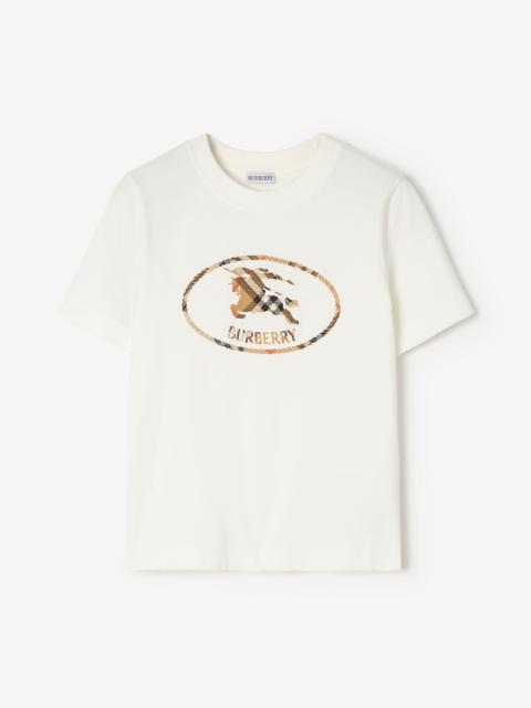 Check Knight Stamp Cotton T-shirt