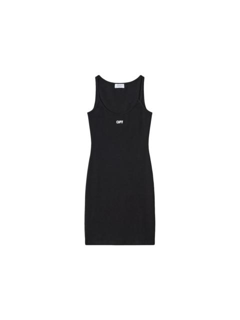 OFF-WHITE Logo-Embroidered Ribbed Minidress Black
