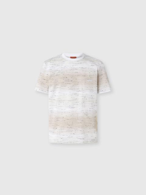 Crew-neck cotton T-shirt with jacquard Greek motif